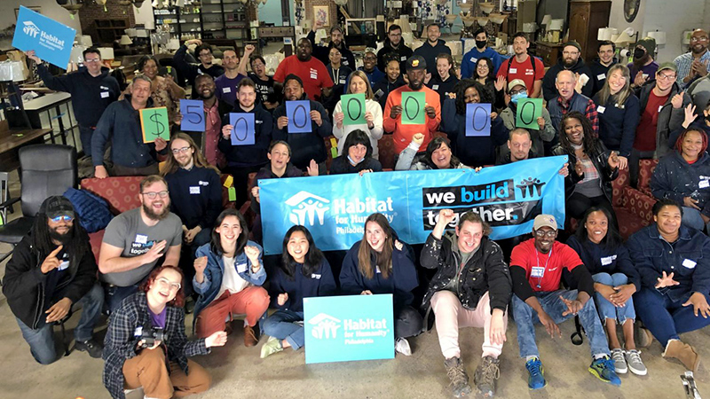 Habitat Philadelphia staff members celebrate MacKenzie Scott's $5 million donation