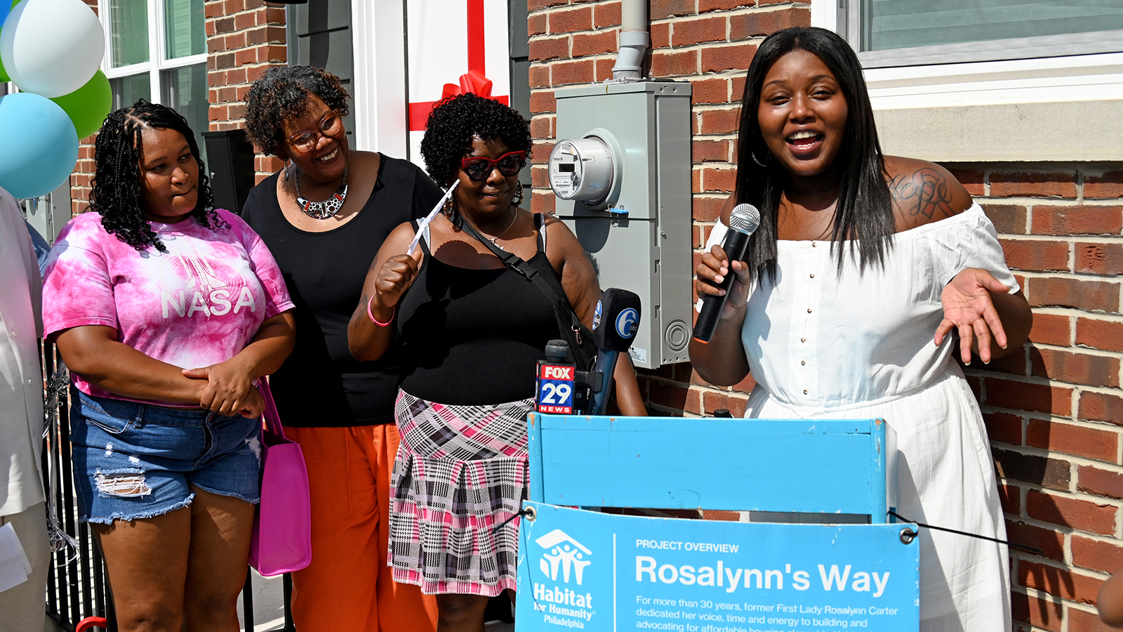 Homeowner speaking at podium